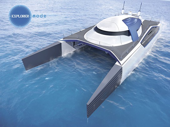 submerge is a catamaran, a submarine and a floating home