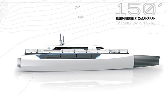 Alex Marzo Submerge concept catamaran Side view 544px