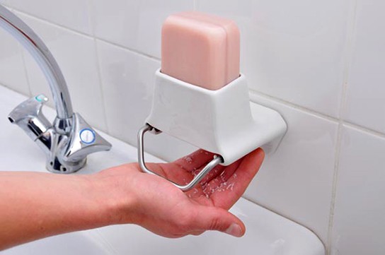 Soap Flakes - wall-mounted dispenser action shot 544px
