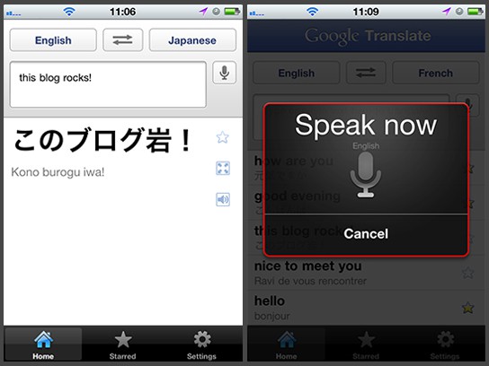 Google Translate App for iPhone screenshots main 544px