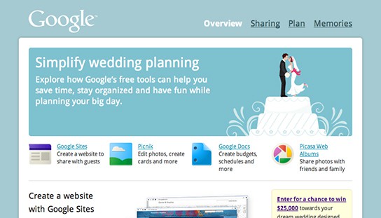 Google for Weddings screenshot 544x311px