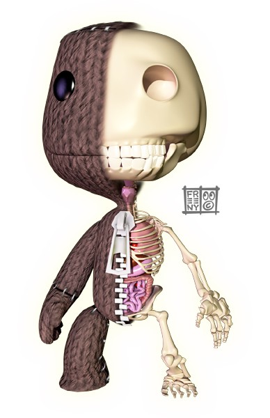Jason Freeny “Sackboy Anatomy” illustration based on Sackboy ©Sony/Media Molecule 388x600px