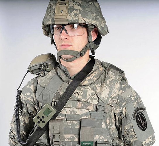 Individual Gunshot Detector as worn by a Soldier 544x500px