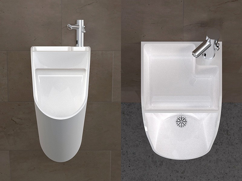 TANDEM Urinal-Sink by Kaspars Jursons - front & top views 800x600px