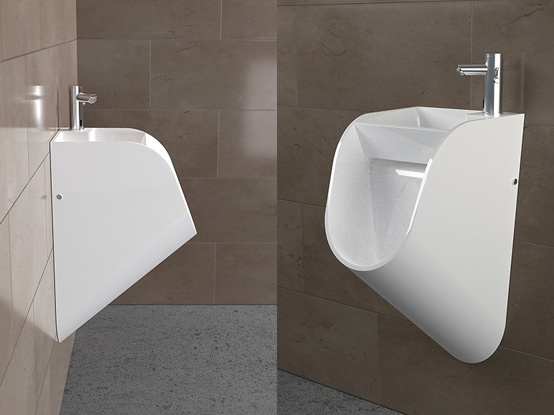 TANDEM Urinal-Sink by Kaspars Jursons - side & angled views 800x600px