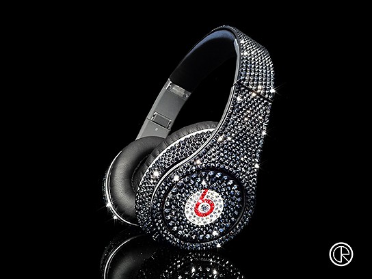 Crystal Rocked Dr Dre Beats Studio Headphones Swarovski Jet Hematite 544x408px