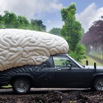 Olaf Mooji’s Braincar – giant brain sculpture fused onto a car