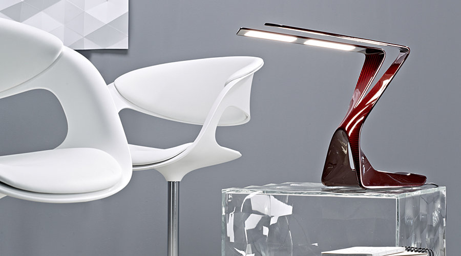 Liternity Victory Carbon Series OLED Desk Lamp - Apple Red 900x500px