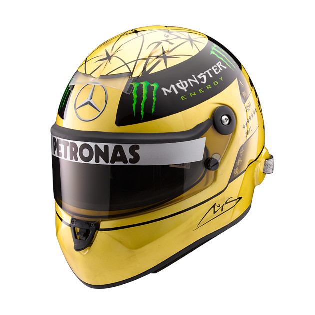 Mini Helmet Casque M. Schumacher 20th Anniversary Spa 2011 - Échelle 1/4 Gold Black