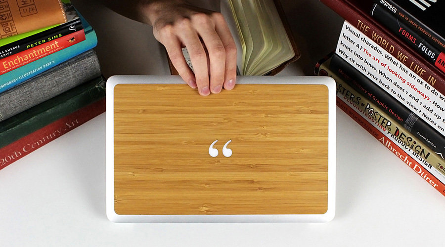 Grove Bamboo Backs for MacBooks with 'Quote' icon 900x500px
