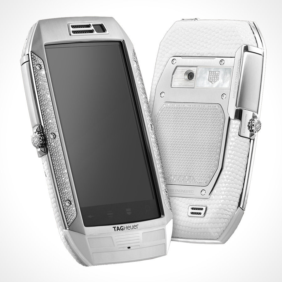 TAG Heuer LINK Smartphone Full Diamonds and White Lizard 900x900px