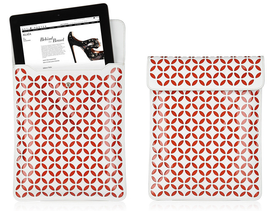 ALAÏA perforated leather iPad case