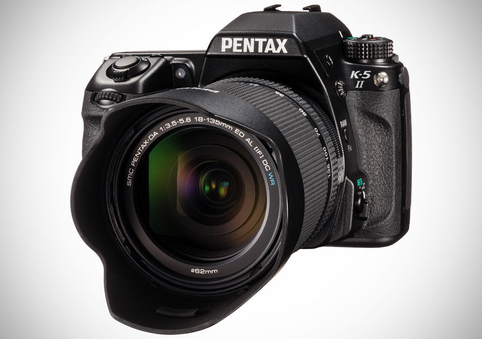 Pentax K-5 II DSLR Cameras with DA 18-135mm WR zoom lens and lens hood