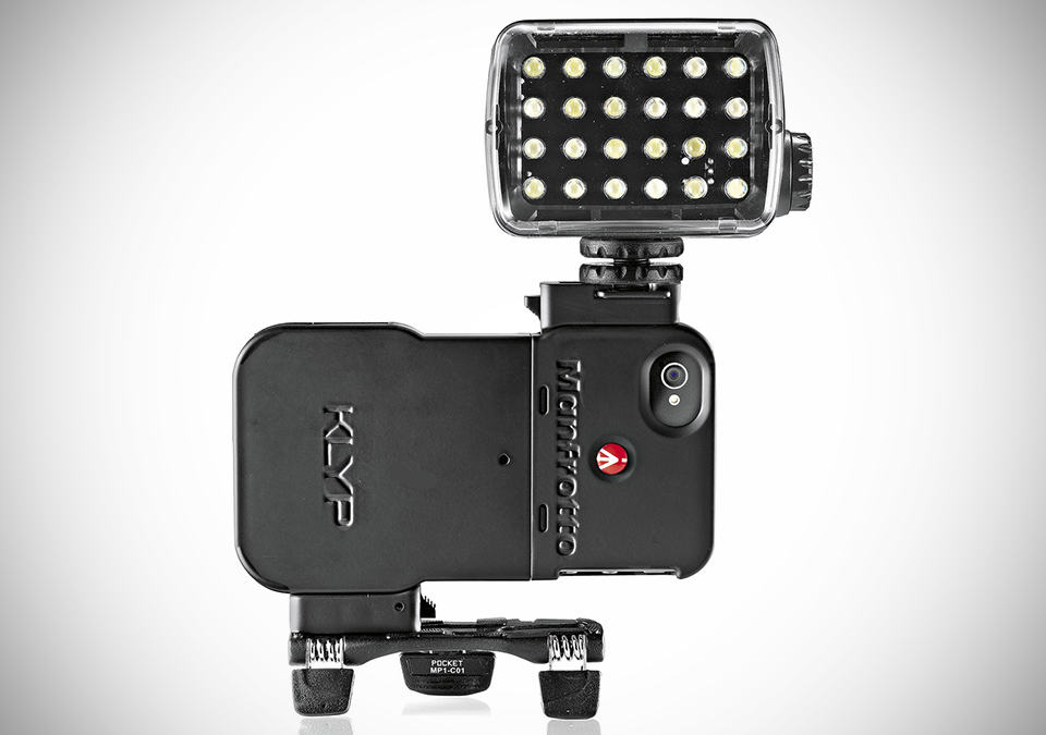 KLYP case with both the ML240 LED light and Pocket tripod