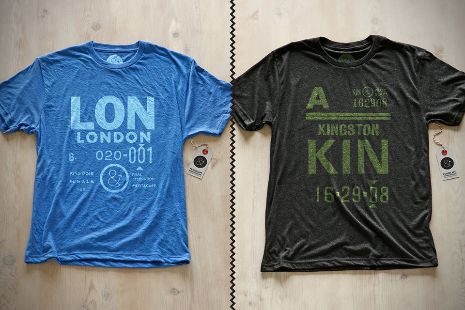 Cities T-Shirts by Pilot and Captain London-LON and Kingston-KIN