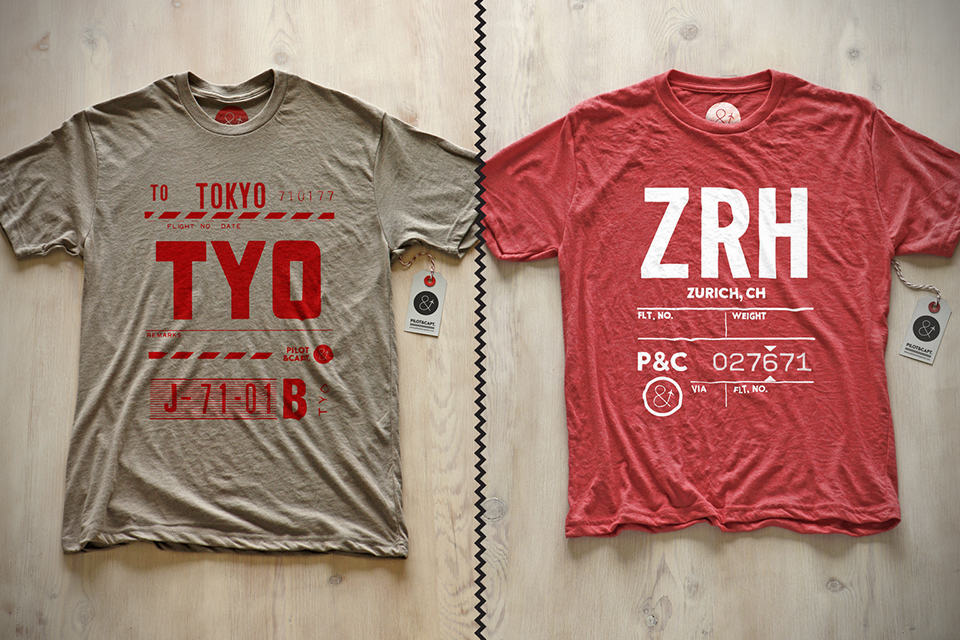Cities T-Shirts by Pilot and Captain Tokyo-TYO and Zurich-ZRH