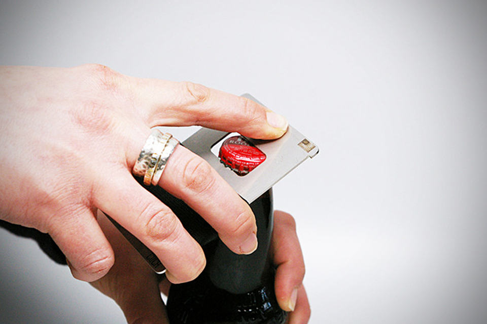 CINCH Minimalist Wallet - Stainless Steel with Bottle Opener