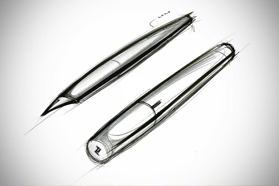 Porsche Design P'3135 Titanium Fountain Pen - Concept Sketch