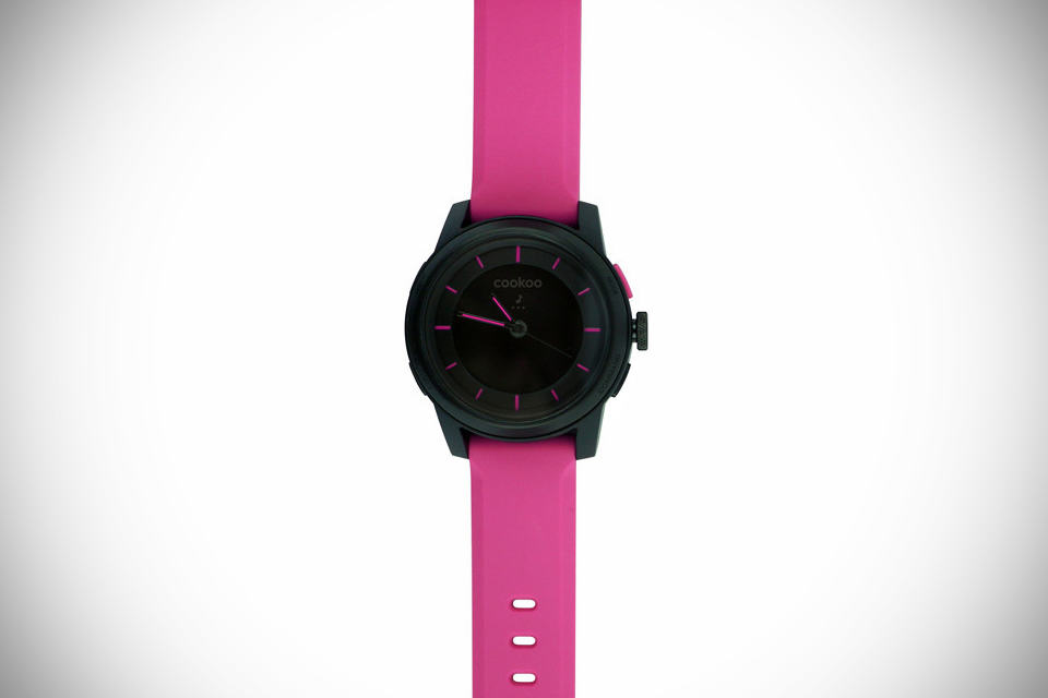 COOKOO Analog Smartwatch - Black on Pink