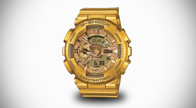 gold casio g shock watch