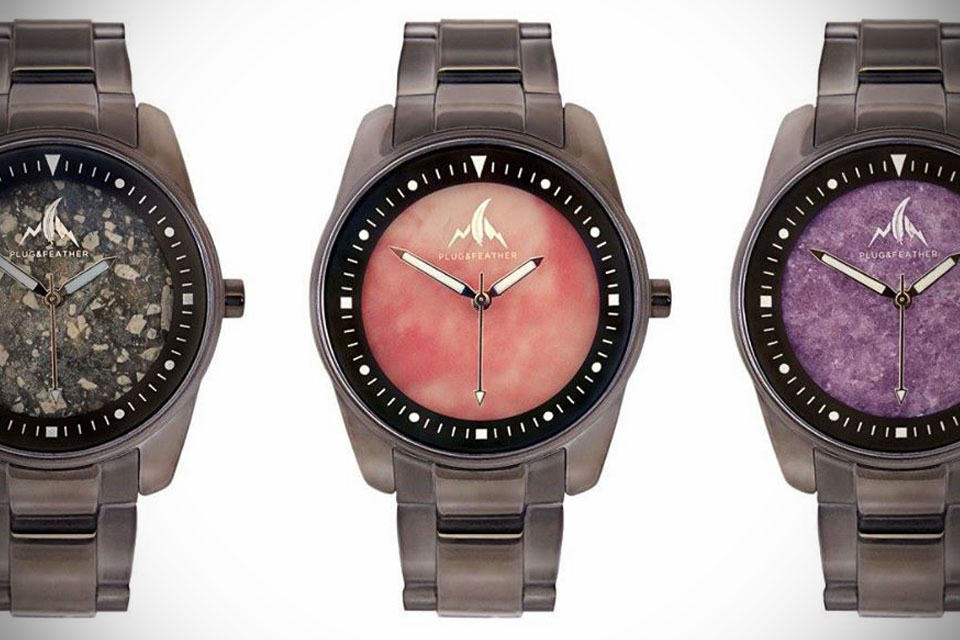 Plug & Feather Stone Face Wrist Watches
