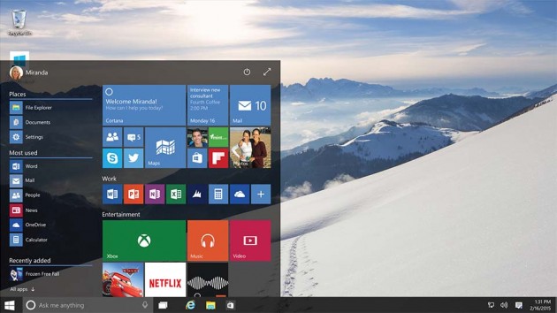 Microsoft Windows 10 Operating System - Startscreen