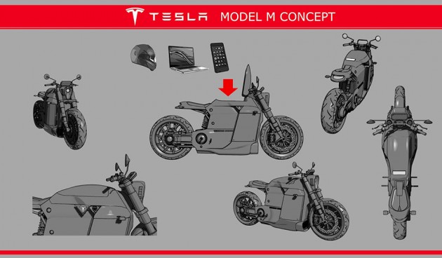 Tesla Model M Concept Electric Motorcycle by Jans Slapins