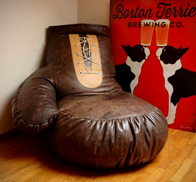 Vintage Look Leather Boxing Glove Bean Bag