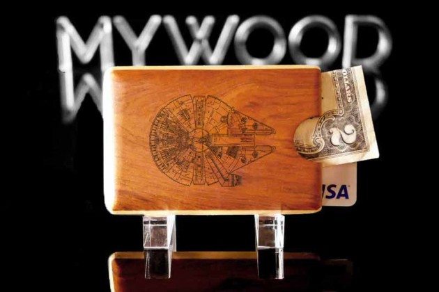 Engraved Wood Wallet by My Wood Wallets - Millennium Falcon