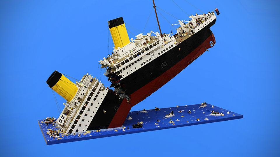 LEGO Sinking Titanic by Ryan McNaught