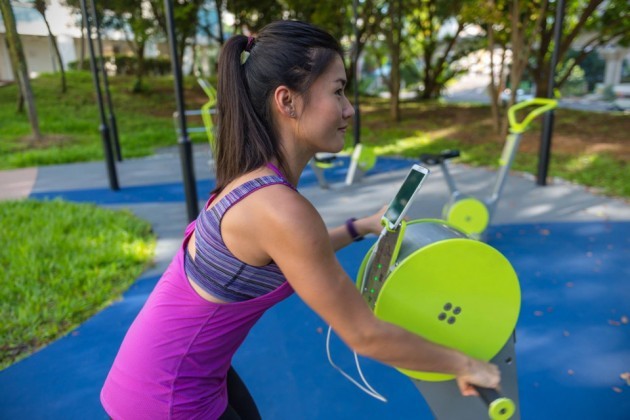 Outdoor Static Exercise Equipment With Charging Ports by Playpoint