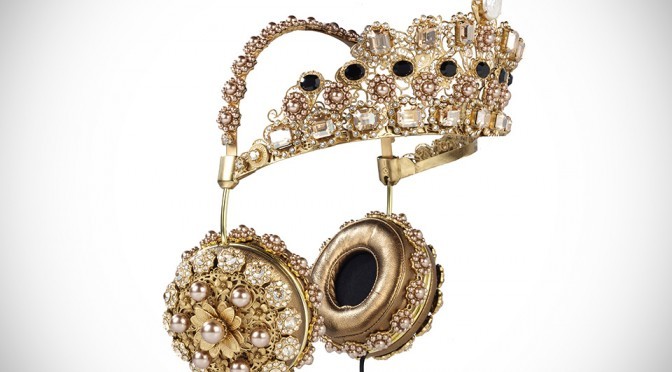 FRENDS x Dolce & Gabbana Embellished Leather Headphones with Gold Crown