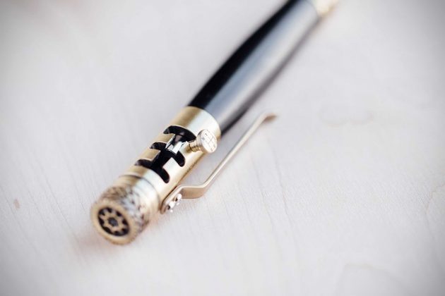 Gearhead Shifter Antique Brass Pen from Bourbon & Boots