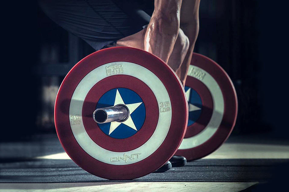 Hero Elite Series Captain America Barbell Plates by Onnit Labs