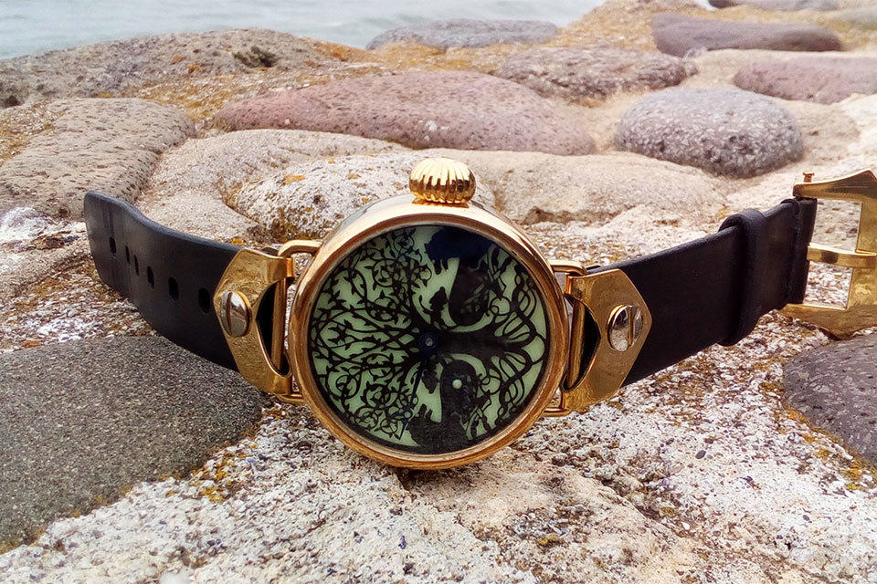 Wristlet Handmade Bronze Mechanical Watch